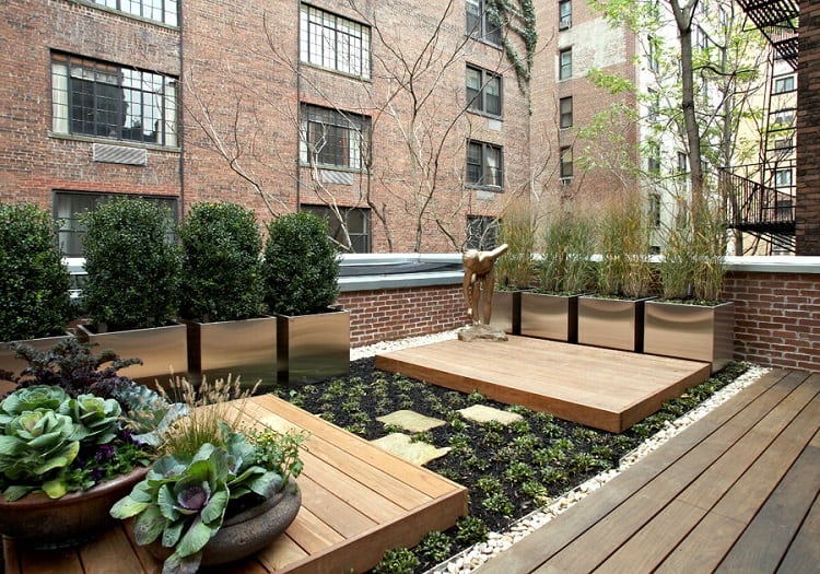 terrace and zen garden in Manhattan townhouse