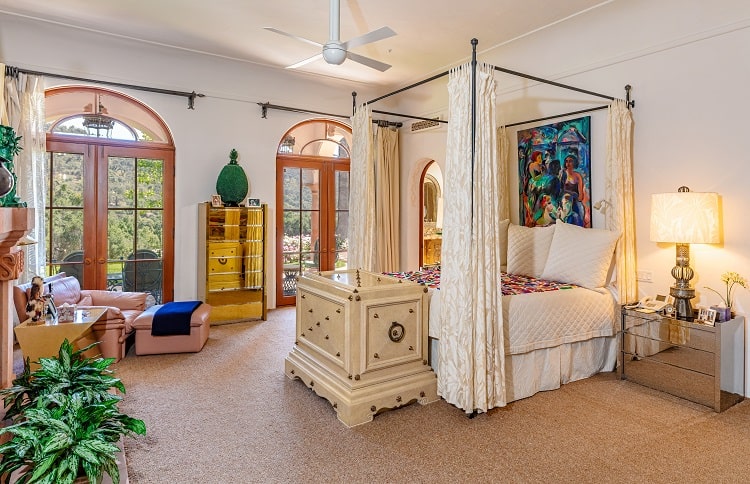 romantic bedroom with bed canopy