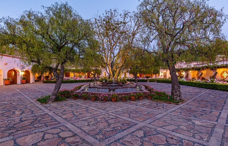 vast courtyard in a hacienda-like estate