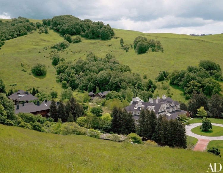 Aerial view of George Lucas' Skywalker Ranch.