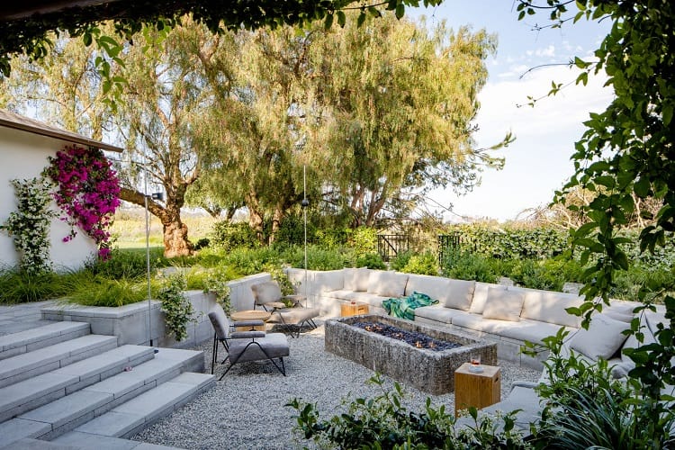 Outdoor seating area in Behati Prinsloo and Adam Levine's house in Los Angeles