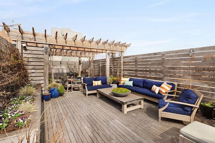 Roof deck of David Burtka and Neil Patrick Harris' house in Central Harlem, New York.