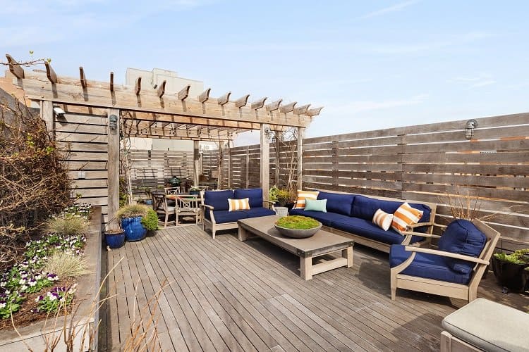 Roof deck of David Burtka and Neil Patrick Harris' house in Central Harlem, New York. 