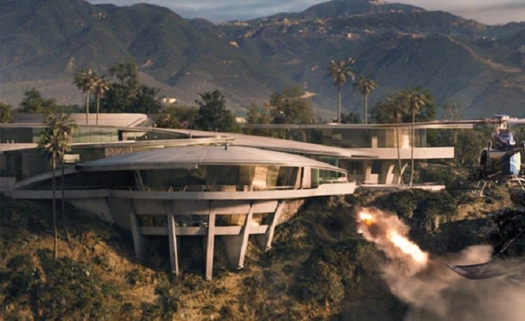 The house in Iron Man 3, a futuristic mansion perched on the edge of a cliff