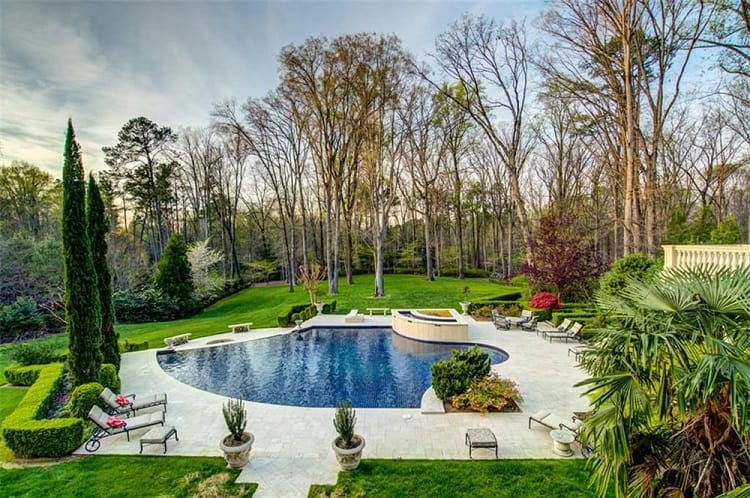 The pool area of Cardi B and Offset's house in Atlanta. 