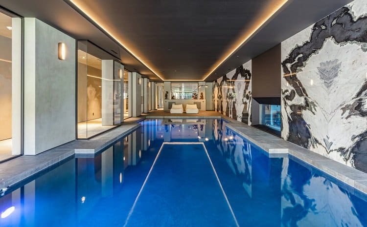 indoor pool inside singer The Weeknd's house