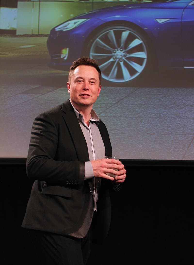 Elon Musk at the annual Tesla Motors meeting.