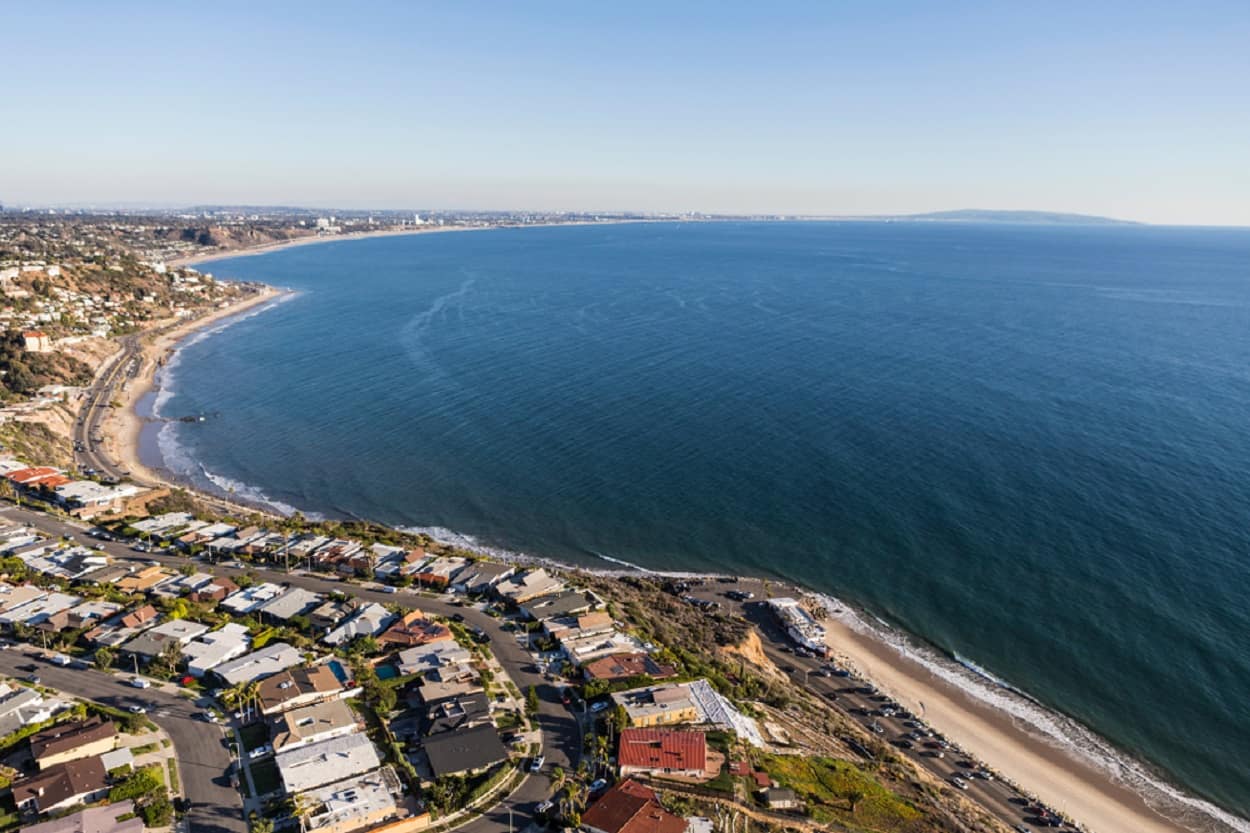 Oceanfront homes in the Pacific Palisades neighborhood of Los Angeles