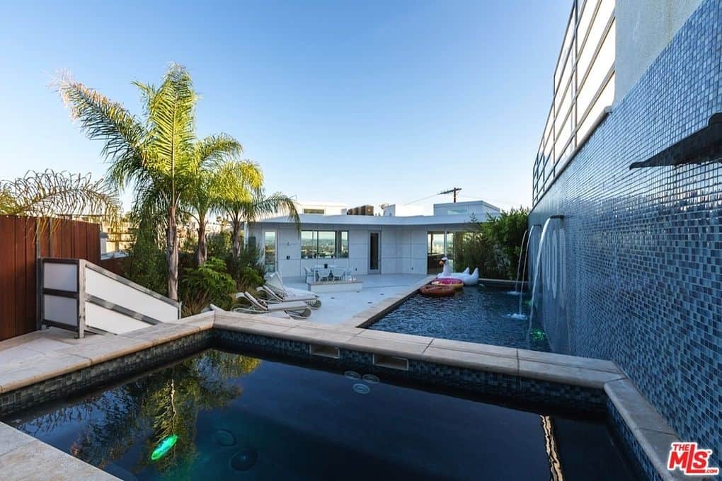 Outdoor space and pool area at the Clout House.