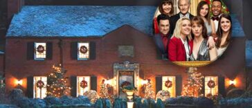 the Caldwell house from Happiest Season movie decked for the holidays