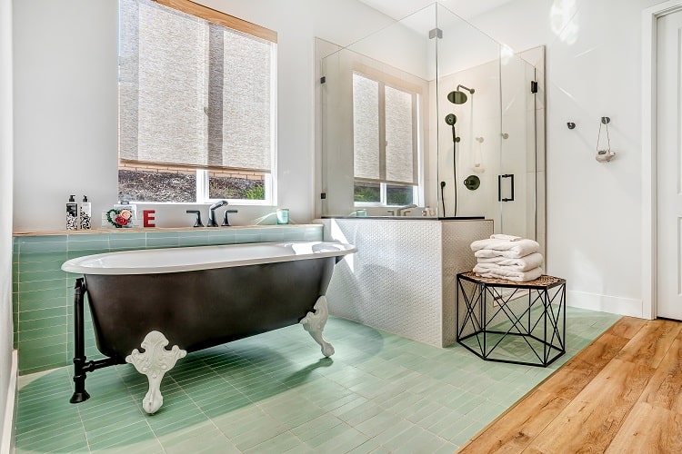 Bathroom redesigned by Jasmine Roth on Season 1 of HGTV's Rock the Block competition series.