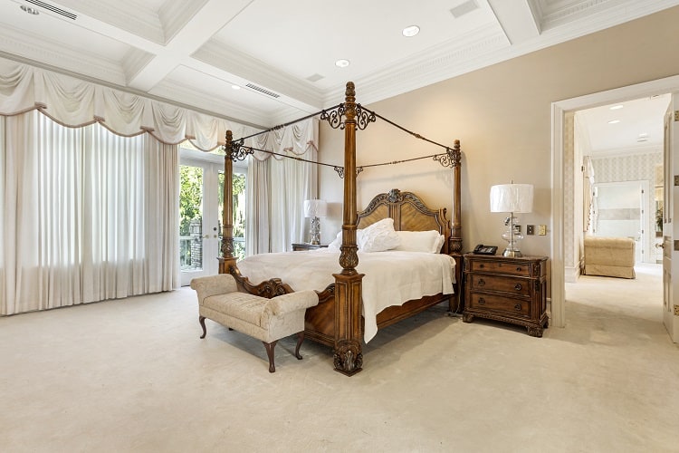 Bedroom inside the luxurious Bilzerian mansion in Tampa, Florida.