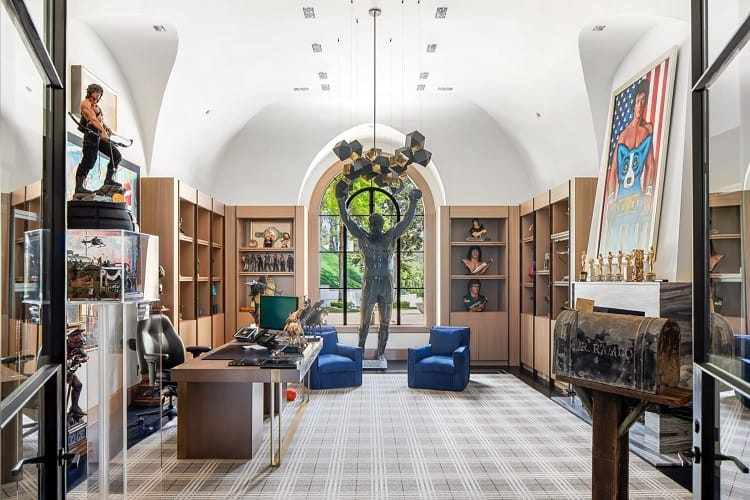study inside Stallone's former mansion, now owned by Grammy Award winner, Adele.
