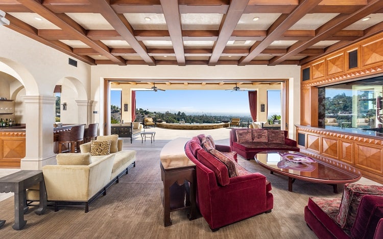 living room inside Jeff Franklin’s house, built on the site of the former Sharon Tate house