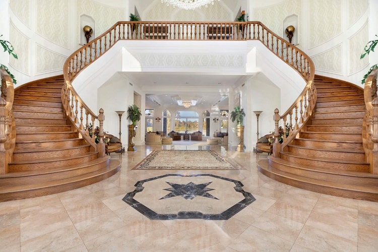 Grand staircase inside the luxurious Bilzerian mansion. 