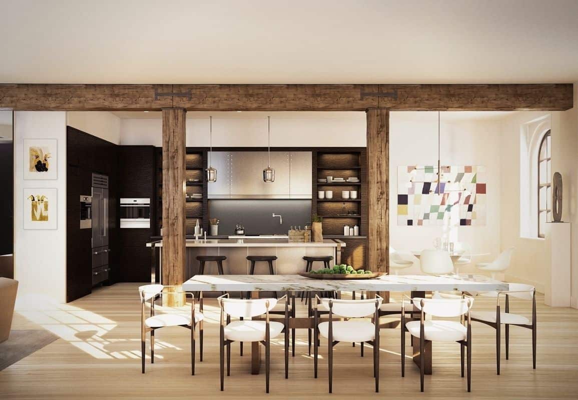 the kitchen inside a celebrity home at 443 Greenwich St, New York 