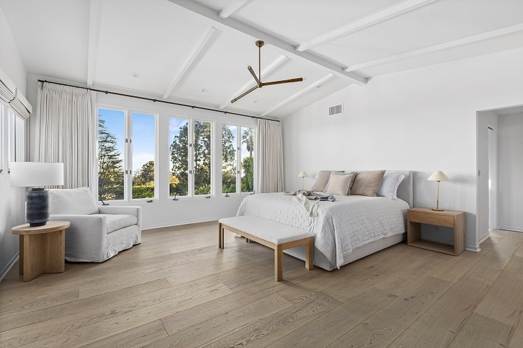 Primary bedroom in François and Brandy Navarre's house in Pacific Palisades