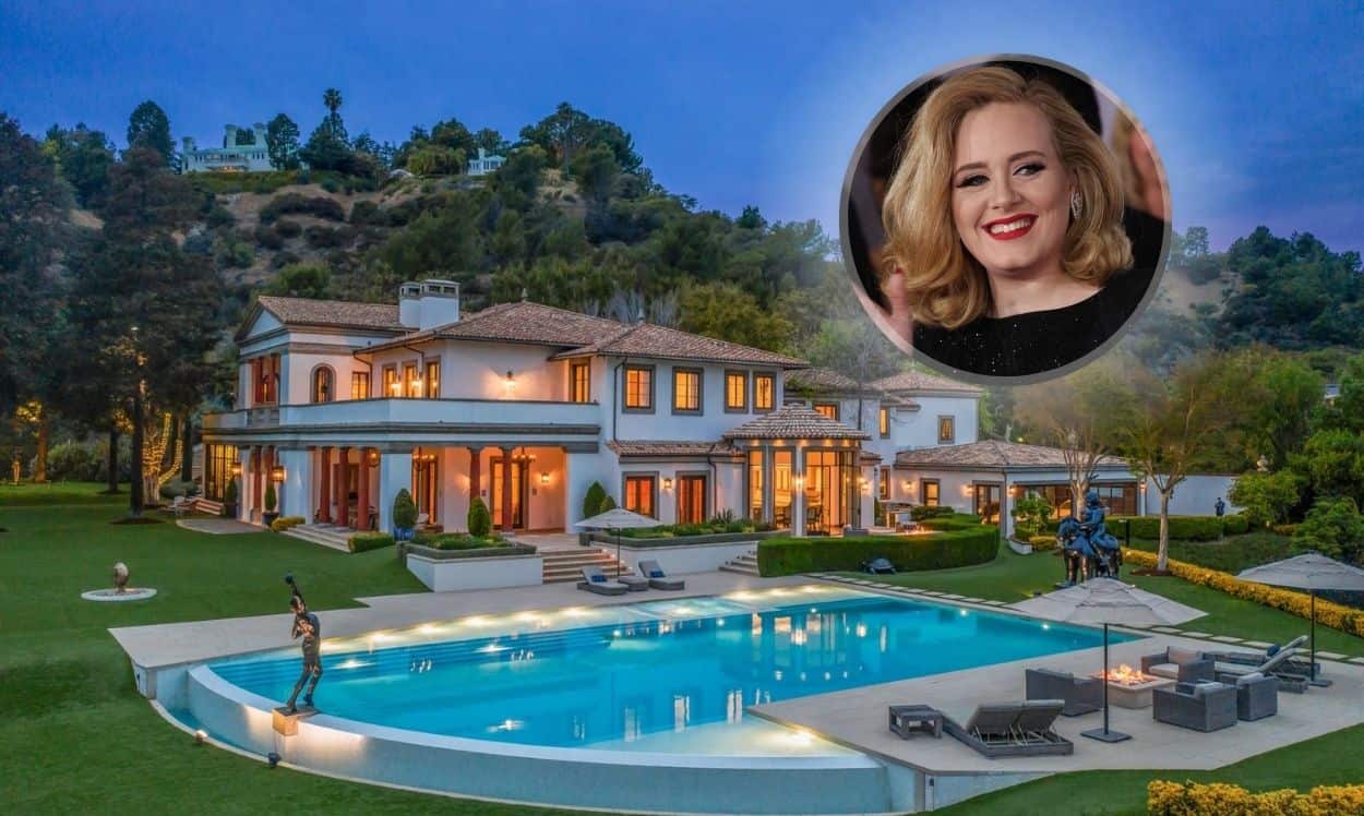 Singer Adele and her massive estate in Los Angeles, which she purchased from Sylvester Stallone