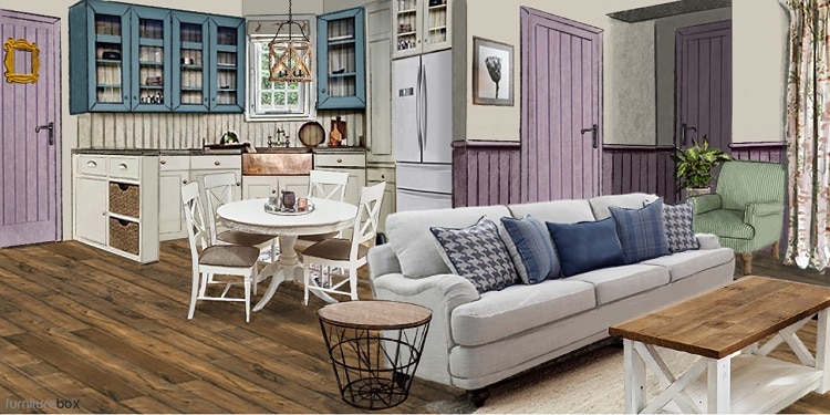 The FRIENDS apartment reimagined in a Farmhouse design style.