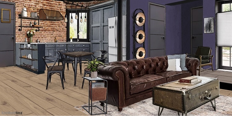The FRIENDS apartment reimagined in an industrial design style.