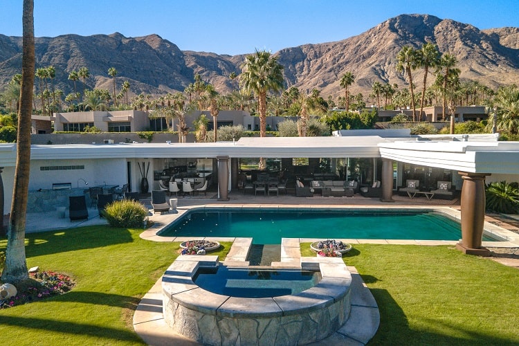 pool and backyard of the Crosby estate in Rancho Mirage, Calif.