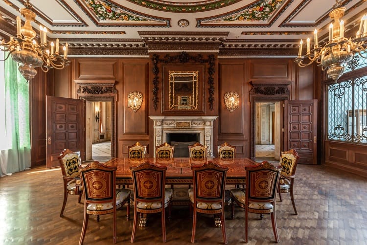 The dining room of Winfield Hall, the Woolworth mansion in Glen Cove.