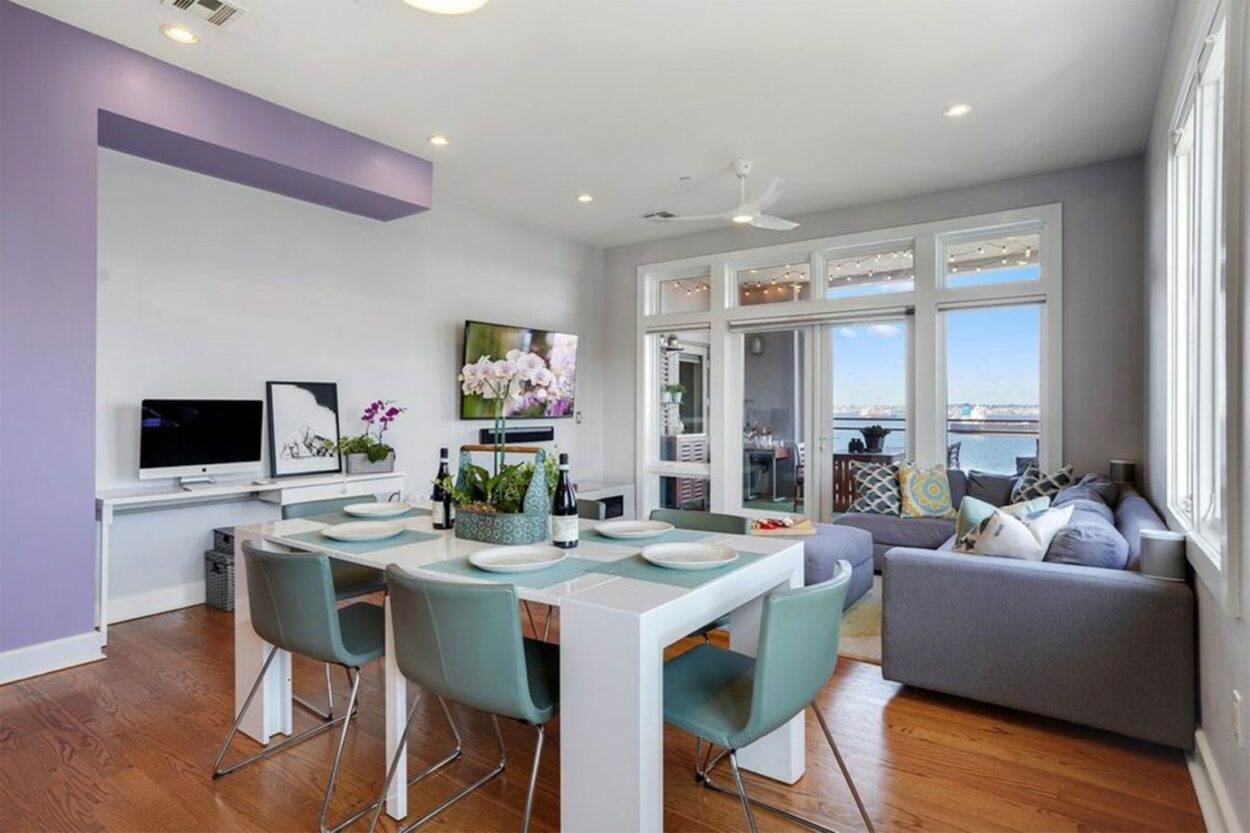 Dining room inside Pete Davidson's house, a $1.2 million condo in Staten Island, NY.