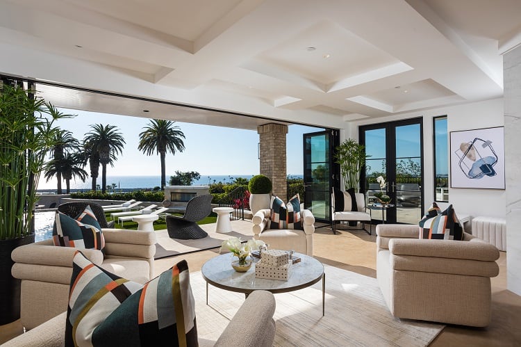 living room of The Island House in Corona Del Mar