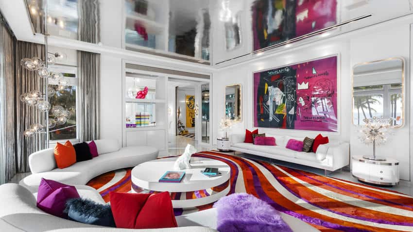 The living room of Grant Cardone's house, which he bought from fashion mogul Tommy Hilfiger.