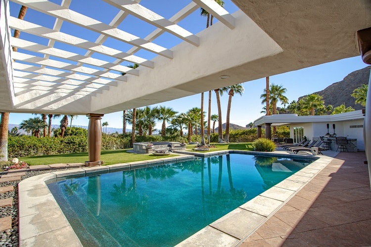 pool and backyard of the Crosby estate in Rancho Mirage, Calif.