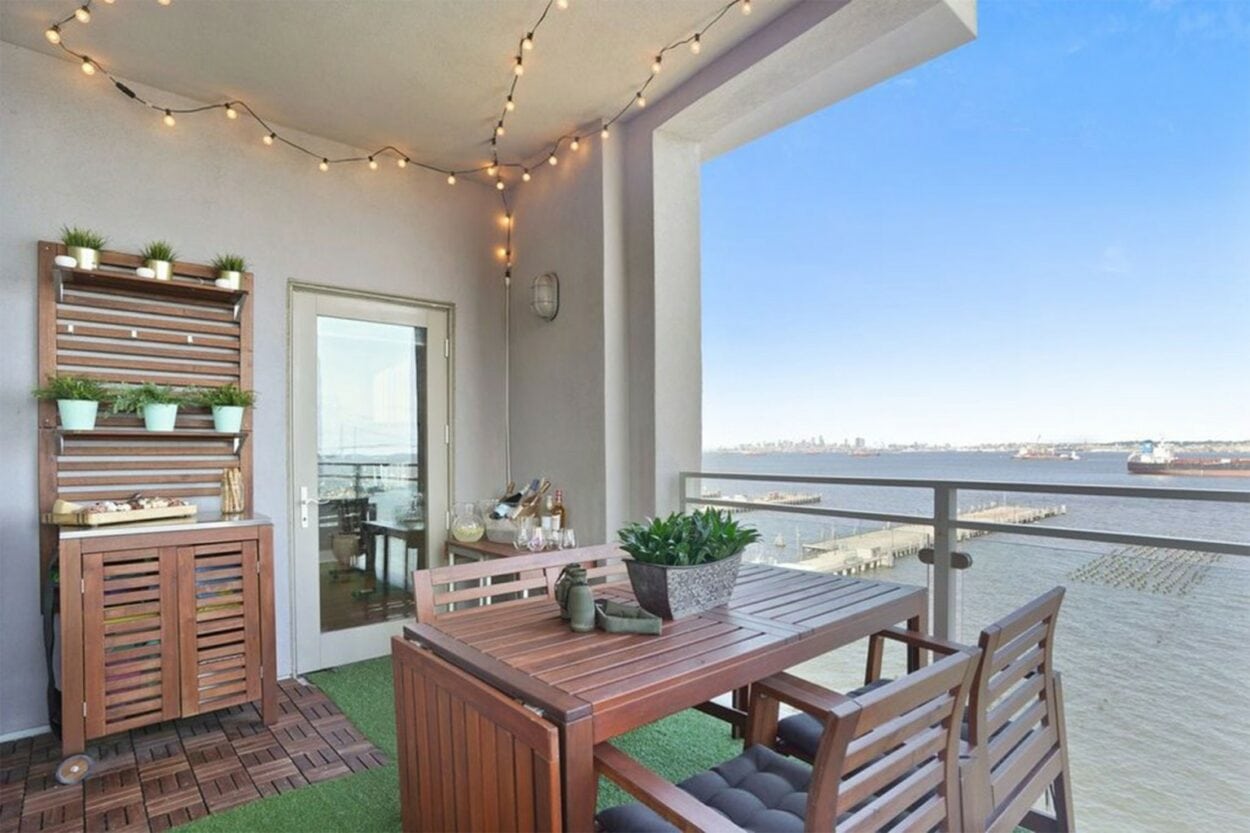 The terrace of Pete Davidson's condo in Staten Island. 