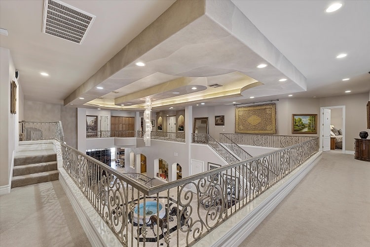 intricate staircase inside Michael Jackson's former home in Las Vegas.