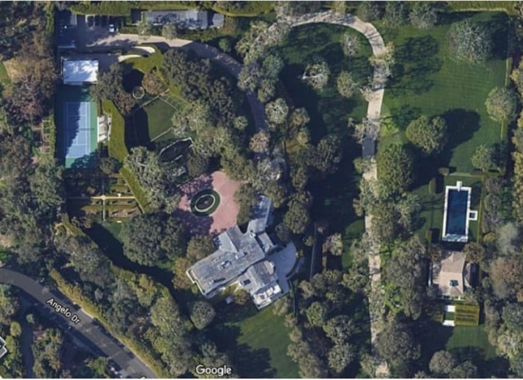 Aerial view of Jeff Bezos' house in Los Angeles, bought for a record $165 million from fellow billionaire David Geffen. 