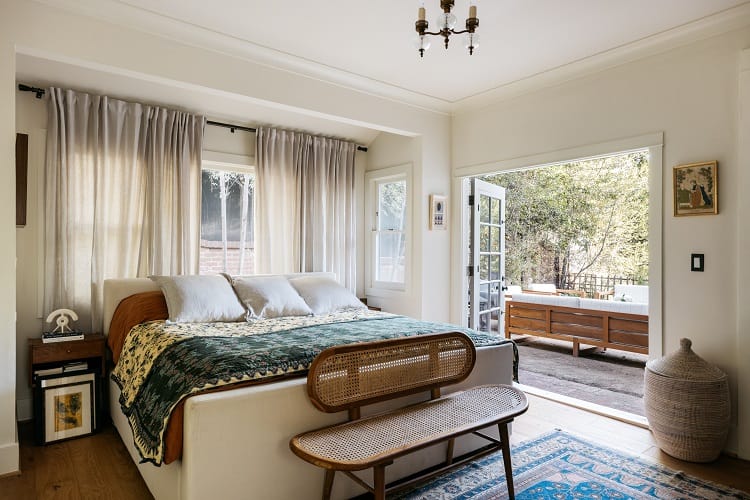 bedroom of an LA craftsman house