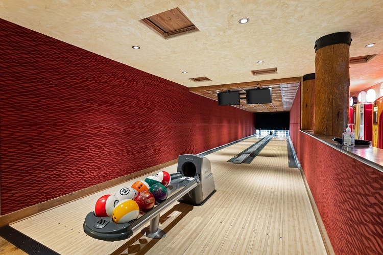tony stewart house basement with bowling alley