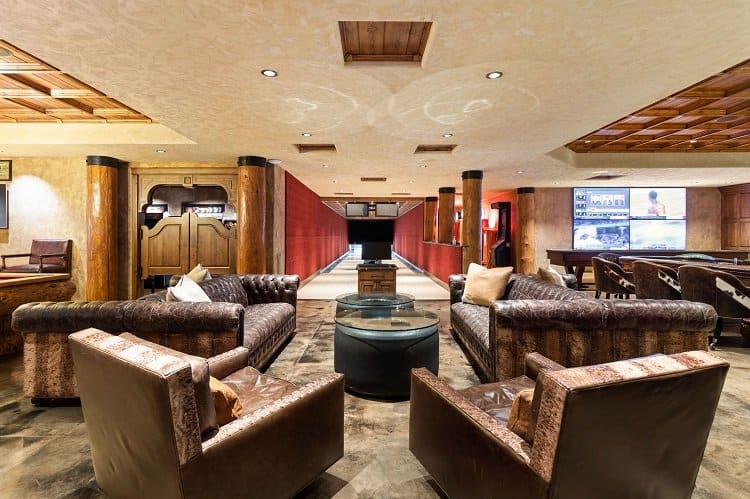 tony stewart house basement with bowling alley