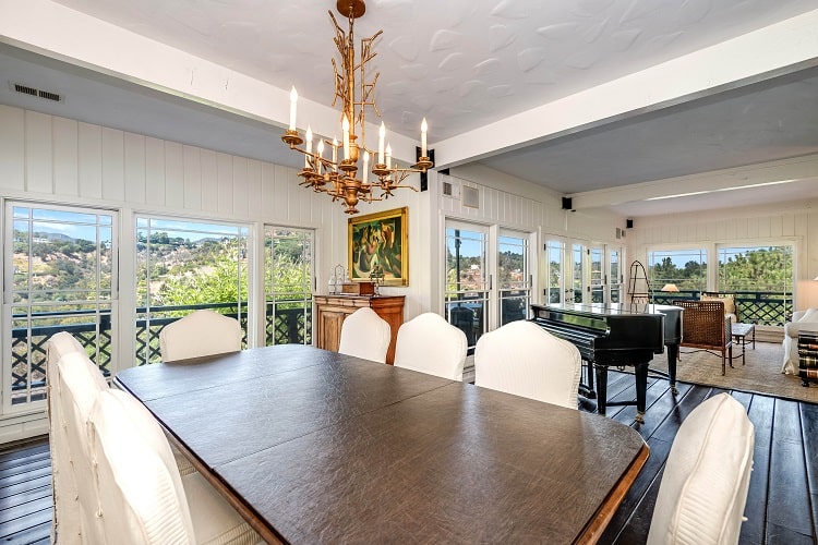 dining room of a rustic chic celebrity home