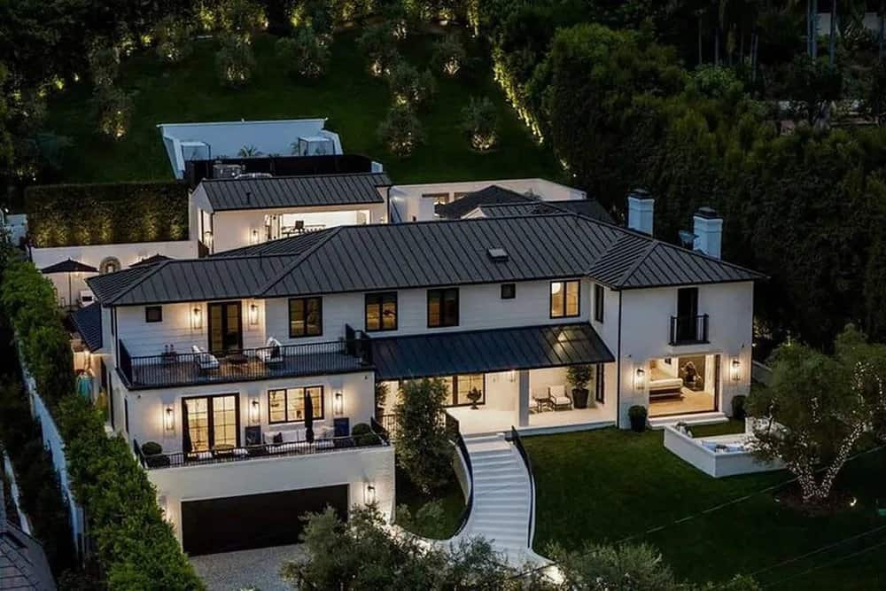 Rihanna's house in Beverly Hills, a charming modern farmhouse with 5 bedrooms and 7 baths.