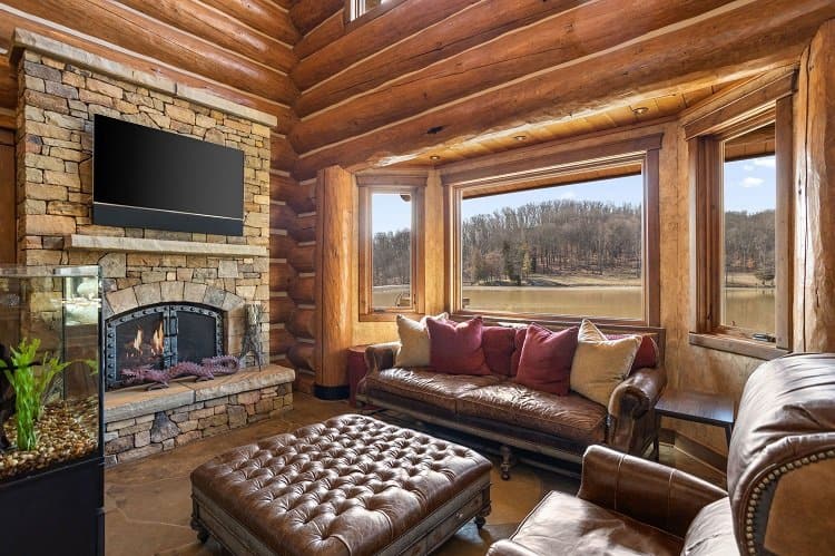 lounge area inside Tony Stewart's ranch home