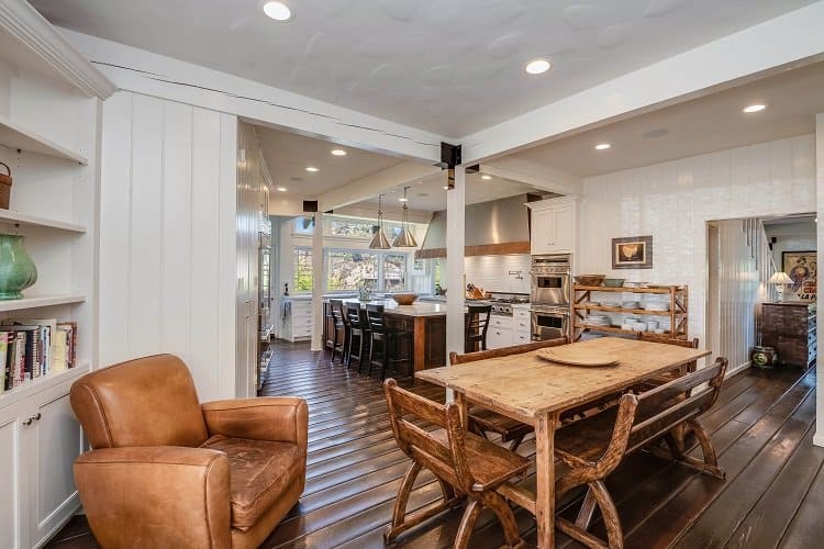 rustic kitchen in a former celebrity home