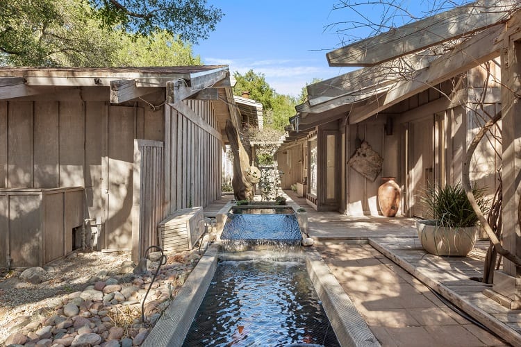 koi pond in a celebrity home