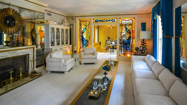 Living room inside Elvis Presley's house in Memphis, Graceland, which is now open to the public. 