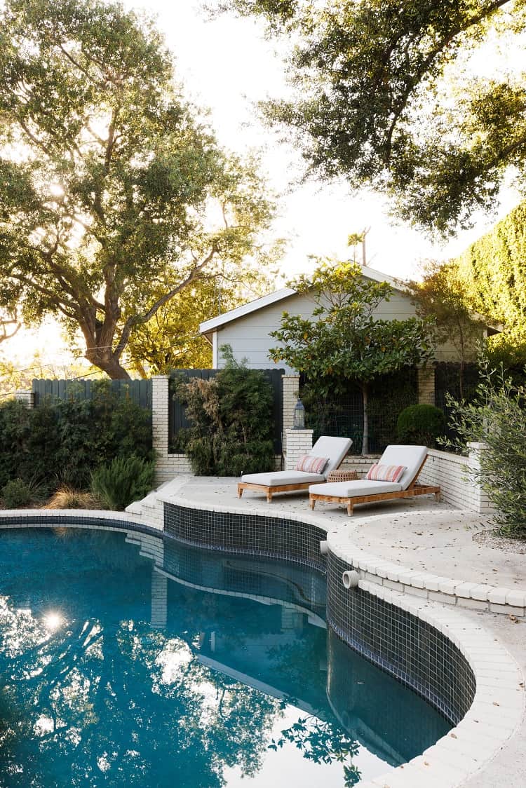 outdoor pool of a craftsman house in los angeles