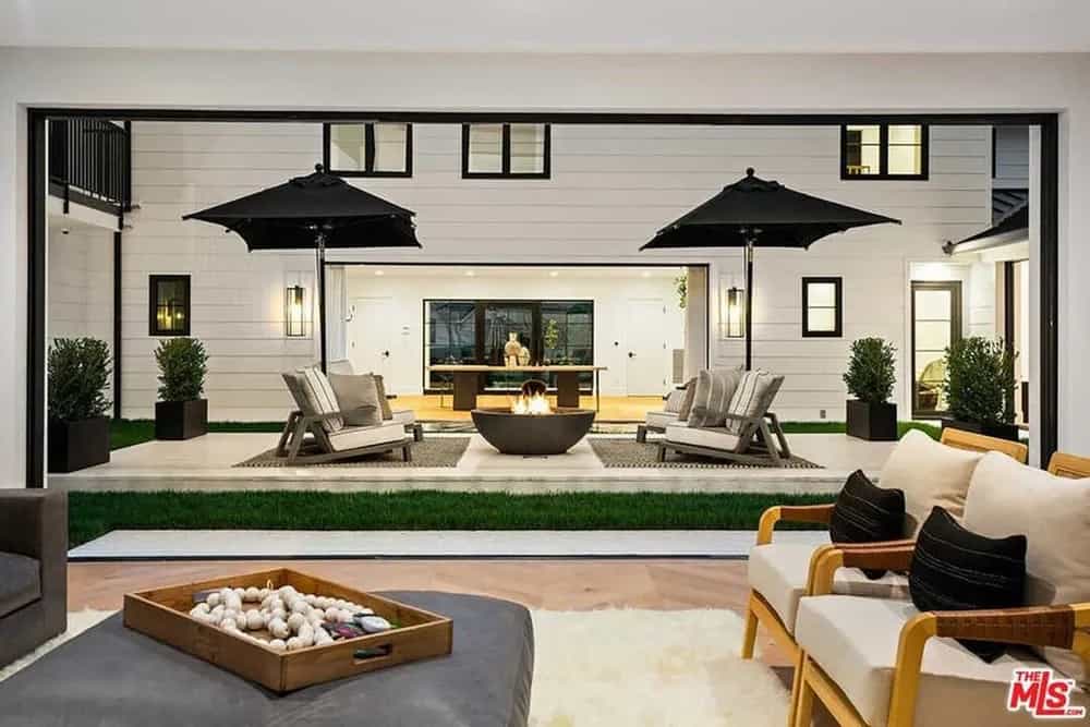 Indoor / outdoor living at Rihanna's house in Beverly Hills. 