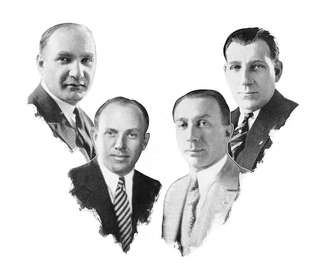 The Warner brothers, from left to right: Albert, Jack, Harry and Sam Warner — founders of Warner Bros. Entertainment.