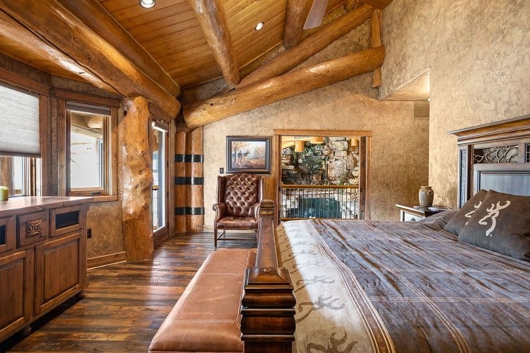 bedroom inside Tony Stewart's ranch home