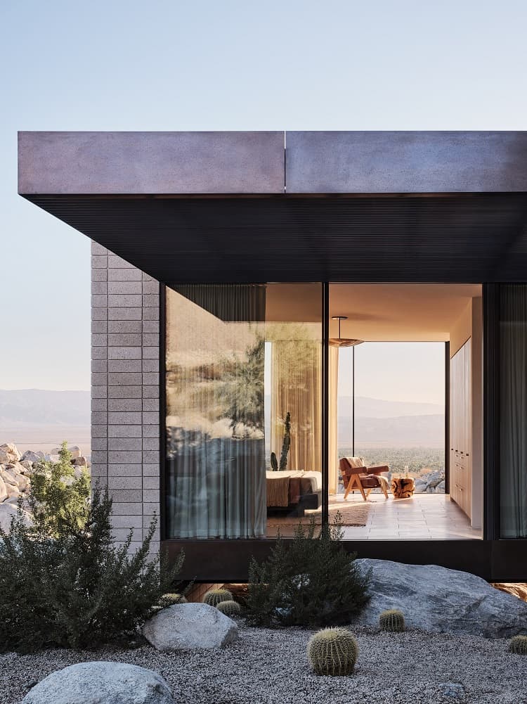 sliding glass door opening to the bedroom