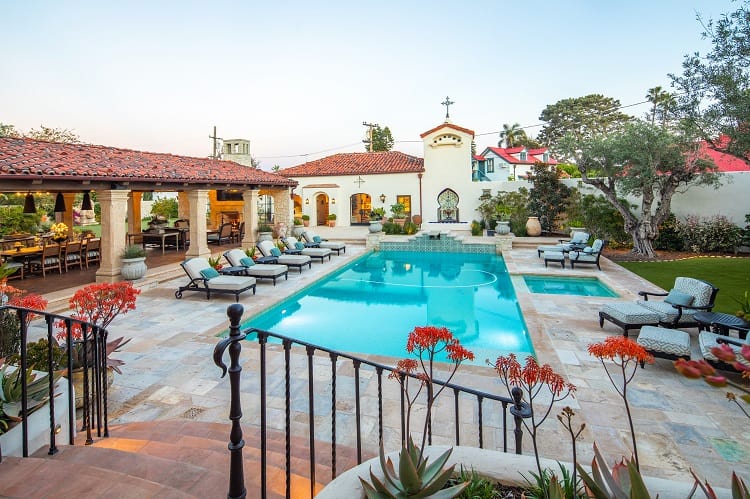 pool and backyard of the mansion known as Coronado Castle