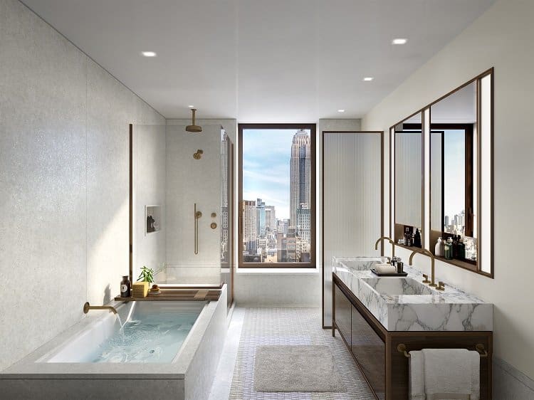 bathroom of a unit inside the Flatiron House condo building