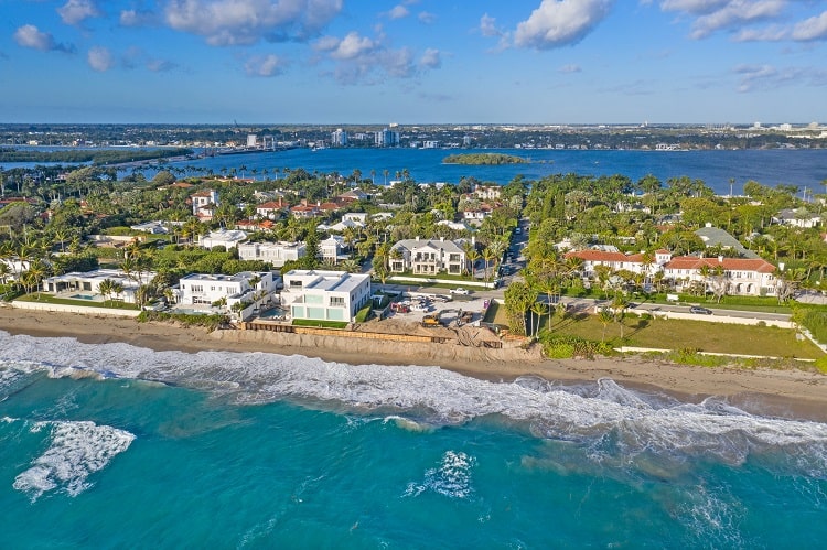 aerial view of a $50 million mansion in Palm Beach near Mar-a-Lago